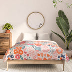 Ditsy Florals, Pink, Orange, Teal, Navy Comforter Gallery Image 3
