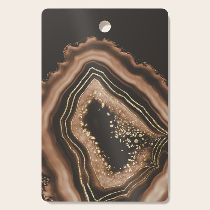 Brown Agate Gold Foil Glam #1 #gem #decor #art #society6 Cutting Board Gallery Image 1