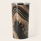 Brown Agate Gold Foil Glam #1 #gem #decor #art #society6 Travel Mug Gallery Image 1