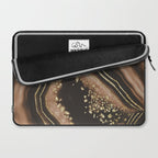 Brown Agate Gold Foil Glam #1 #gem #decor #art #society6 Laptop Sleeve Gallery Image 2