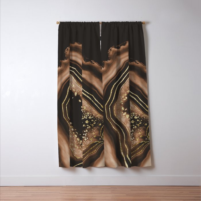 Brown Agate Gold Foil Glam #1 #gem #decor #art #society6 Window Curtain Gallery Image 3