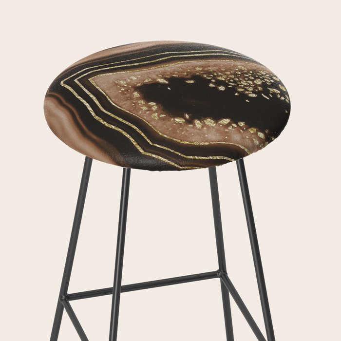 Brown Agate Gold Foil Glam #1 #gem #decor #art #society6 Stool Gallery Image 2