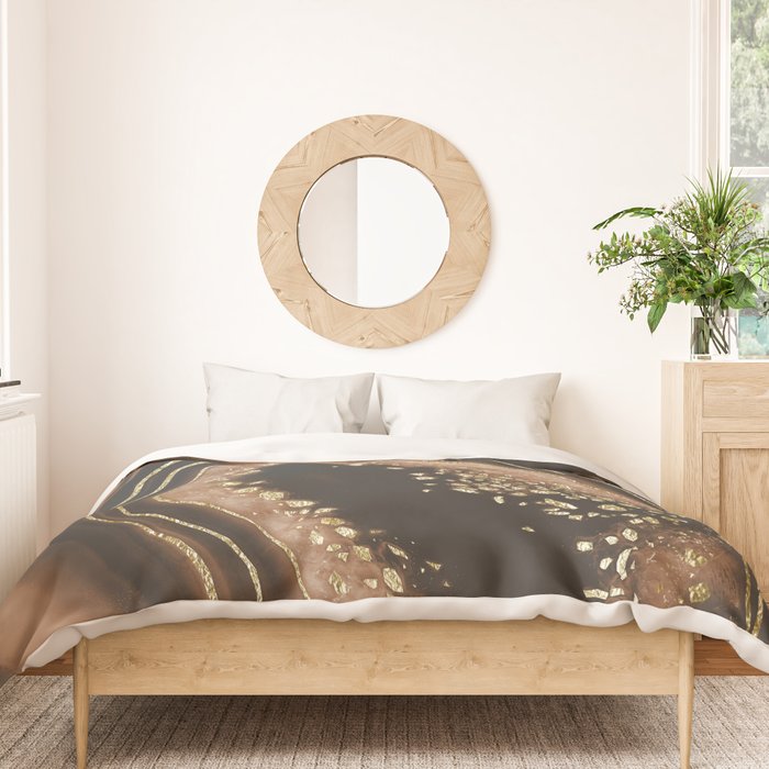 Brown Agate Gold Foil Glam #1 #gem #decor #art #society6 Duvet Cover Gallery Image 3