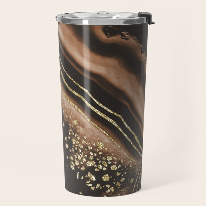Brown Agate Gold Foil Glam #1 #gem #decor #art #society6 Travel Mug Gallery Image 2