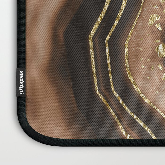 Brown Agate Gold Foil Glam #1 #gem #decor #art #society6 Laptop Sleeve Gallery Image 3