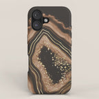 Brown Agate Gold Foil Glam #1 #gem #decor #art #society6 iPhone Case Gallery Image 1