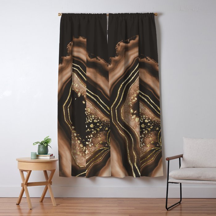 Brown Agate Gold Foil Glam #1 #gem #decor #art #society6 Window Curtain Gallery Image 5