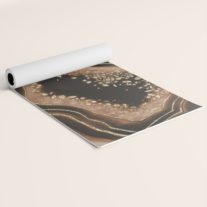 Brown Agate Gold Foil Glam #1 #gem #decor #art #society6 Yoga Mat Gallery Image 2