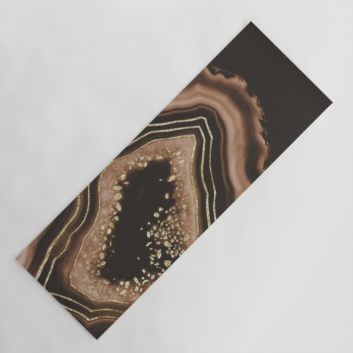 Brown Agate Gold Foil Glam #1 #gem #decor #art #society6 Yoga Mat Gallery Image 1