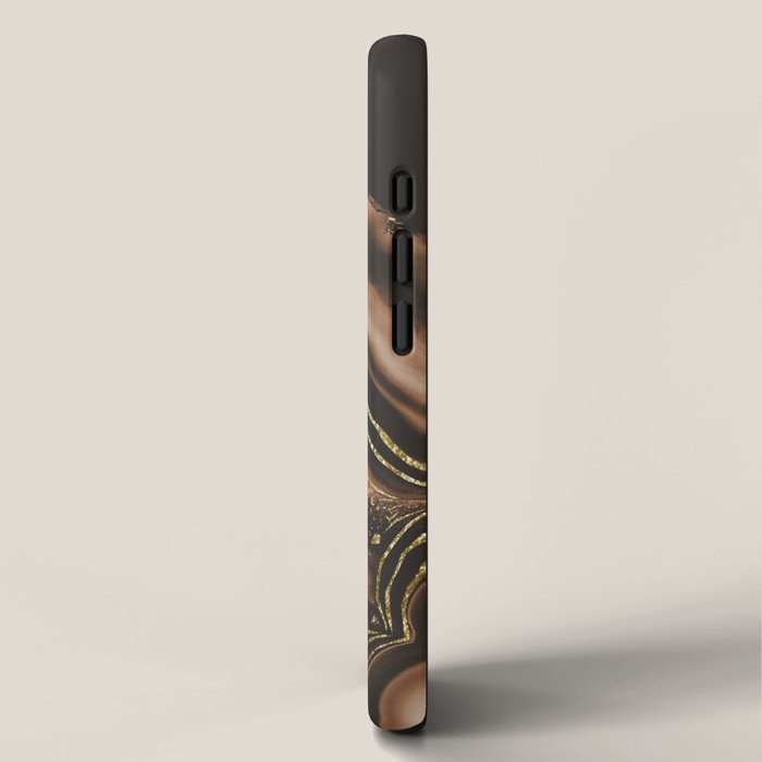 Brown Agate Gold Foil Glam #1 #gem #decor #art #society6 iPhone Case Gallery Image 2