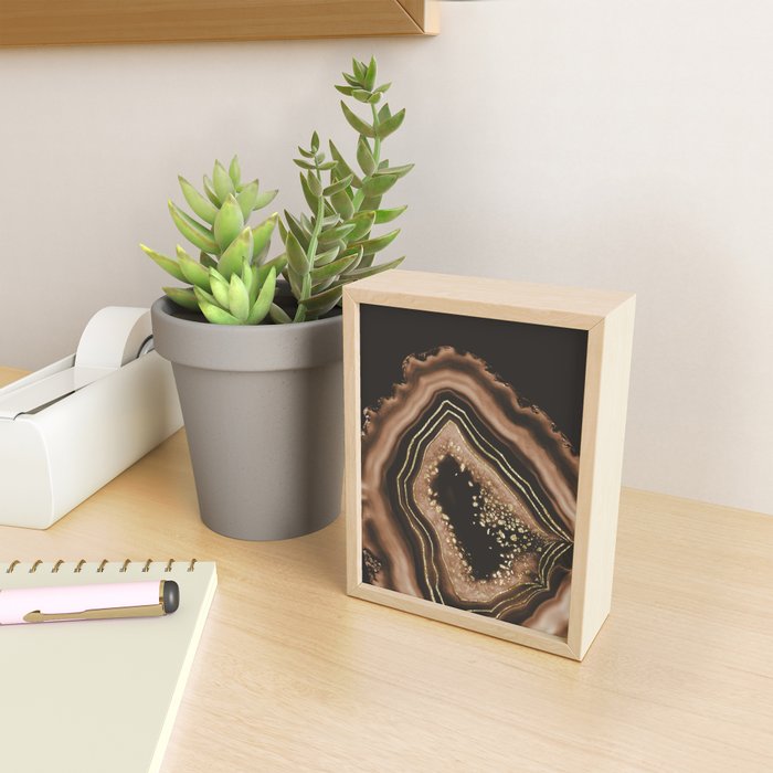 Brown Agate Gold Foil Glam #1 #gem #decor #art #society6 Mini Art Print Gallery Image 2