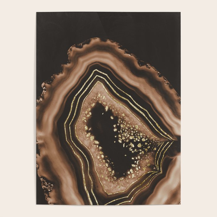 Brown Agate Gold Foil Glam #1 #gem #decor #art #society6 Poster Gallery Image 4