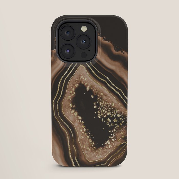 Brown Agate Gold Foil Glam #1 #gem #decor #art #society6 iPhone Case Gallery Image 27