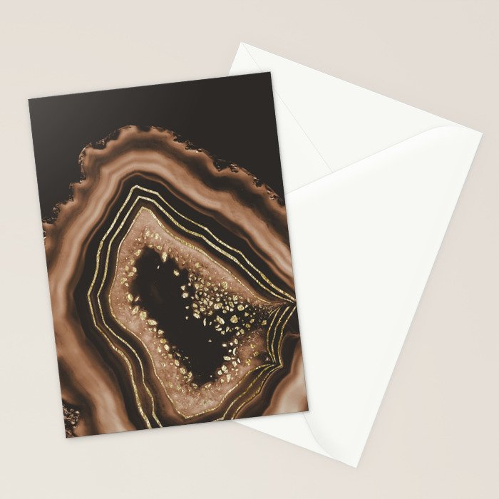 Brown Agate Gold Foil Glam #1 #gem #decor #art #society6 Stationery Card Gallery Image 2