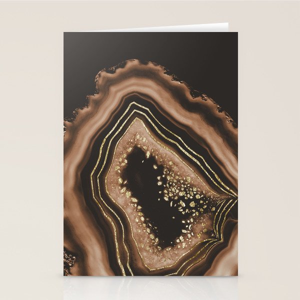 Brown Agate Gold Foil Glam #1 #gem #decor #art #society6 Stationery Card Gallery Image 1