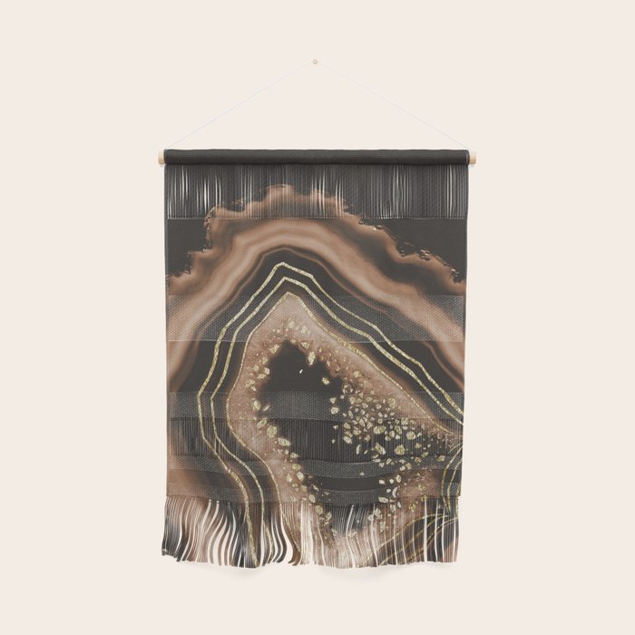 Brown Agate Gold Foil Glam #1 #gem #decor #art #society6 Wall Hanging Gallery Image 1