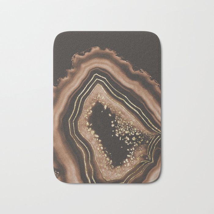 Brown Agate Gold Foil Glam #1 #gem #decor #art #society6 Bath Mat Gallery Image 1
