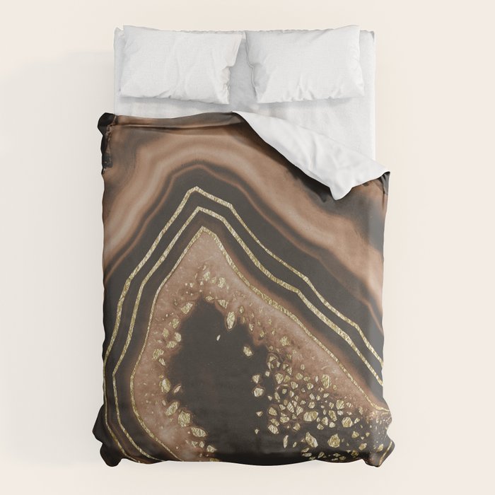 Brown Agate Gold Foil Glam #1 #gem #decor #art #society6 Duvet Cover Gallery Image 6