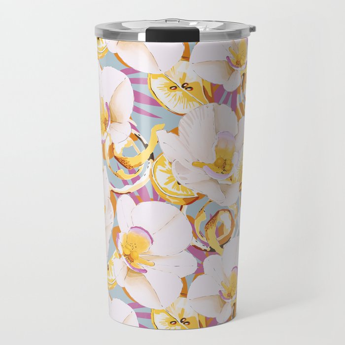 Lemons among the exotic flowers 4 Travel Mug Gallery Image 1