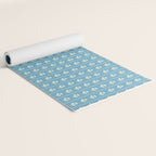 Cozy Vintage Cottage Flowers and Stripes Pattern in Eclectic Blue and Cream Yoga Mat Gallery Image 2
