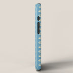 Cozy Vintage Cottage Flowers and Stripes Pattern in Eclectic Blue and Cream iPhone Case Gallery Image 2