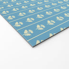 Cozy Vintage Cottage Flowers and Stripes Pattern in Eclectic Blue and Cream Welcome Mat Gallery Image 2