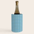 Cozy Vintage Cottage Flowers and Stripes Pattern in Eclectic Blue and Cream Wine Chiller Gallery Image 1