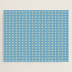 Cozy Vintage Cottage Flowers and Stripes Pattern in Eclectic Blue and Cream Jigsaw Puzzle Gallery Image 1