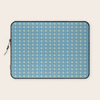 Cozy Vintage Cottage Flowers and Stripes Pattern in Eclectic Blue and Cream Laptop Sleeve Gallery Image 1