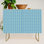 Cozy Vintage Cottage Flowers and Stripes Pattern in Eclectic Blue and Cream Credenza Gallery Image 1