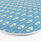 Cozy Vintage Cottage Flowers and Stripes Pattern in Eclectic Blue and Cream Bath Mat Gallery Image 3
