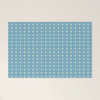Cozy Vintage Cottage Flowers and Stripes Pattern in Eclectic Blue and Cream Welcome Mat Gallery Image 1