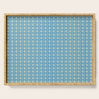 Cozy Vintage Cottage Flowers and Stripes Pattern in Eclectic Blue and Cream Serving Tray Gallery Image 1