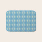 Cozy Vintage Cottage Flowers and Stripes Pattern in Eclectic Blue and Cream Bath Mat Gallery Image 1