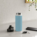 Cozy Vintage Cottage Flowers and Stripes Pattern in Eclectic Blue and Cream Water Bottle Gallery Image 4
