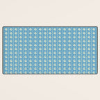 Cozy Vintage Cottage Flowers and Stripes Pattern in Eclectic Blue and Cream Desk Mat Gallery Image 3