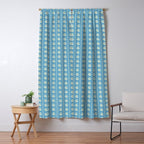 Cozy Vintage Cottage Flowers and Stripes Pattern in Eclectic Blue and Cream Window Curtain Gallery Image 5