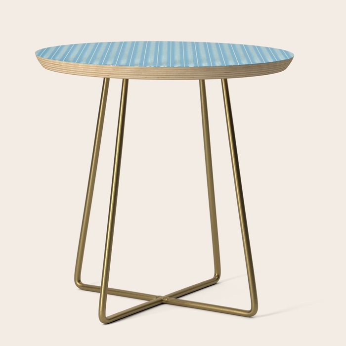Cozy Vintage Cottage Flowers and Stripes Pattern in Eclectic Blue and Cream Side Table Gallery Image 1