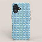 Cozy Vintage Cottage Flowers and Stripes Pattern in Eclectic Blue and Cream iPhone Case Gallery Image 1