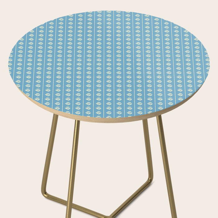 Cozy Vintage Cottage Flowers and Stripes Pattern in Eclectic Blue and Cream Side Table Gallery Image 2