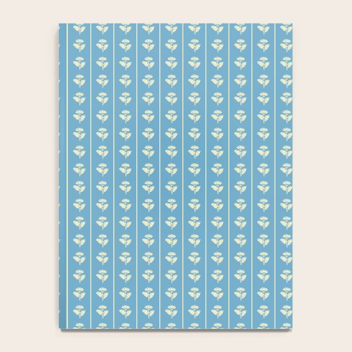 Cozy Vintage Cottage Flowers and Stripes Pattern in Eclectic Blue and Cream Notebook Gallery Image 4
