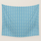 Cozy Vintage Cottage Flowers and Stripes Pattern in Eclectic Blue and Cream Wall Tapestry Gallery Image 4