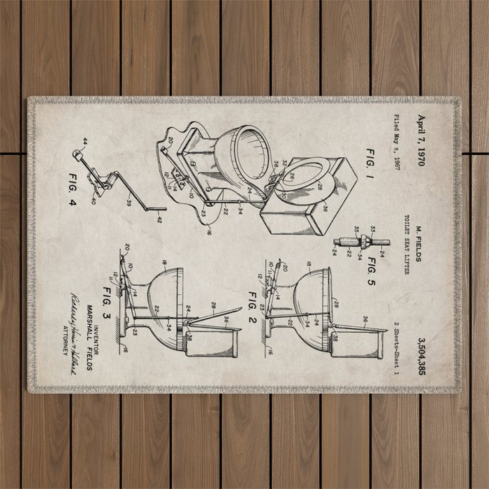 Toilet Seat Patent - Housewarming Bathroom Art - Antique Outdoor Rug Gallery Image 1