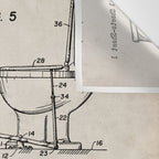 Toilet Seat Patent - Housewarming Bathroom Art - Antique Wall Tapestry Gallery Image 3