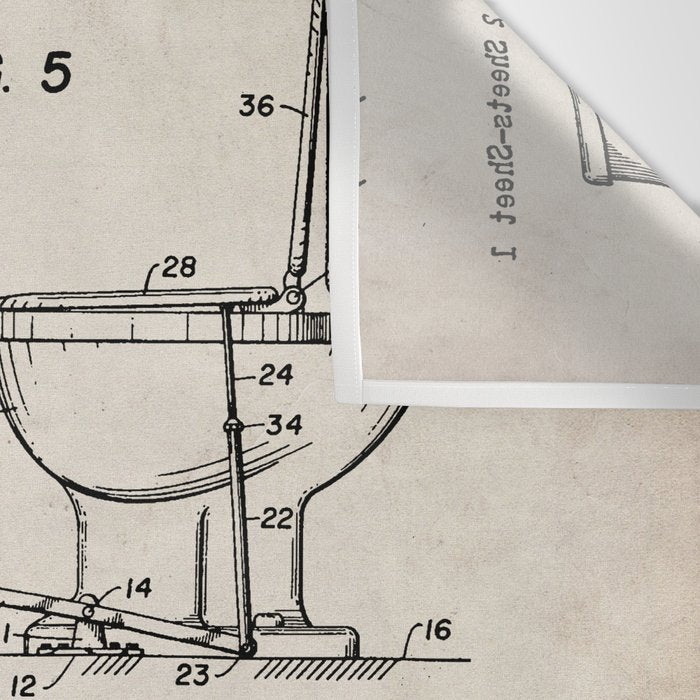 Toilet Seat Patent - Housewarming Bathroom Art - Antique Wall Tapestry Gallery Image 3