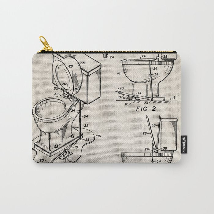 Toilet Seat Patent - Housewarming Bathroom Art - Antique Carry All Pouch Gallery Image 1