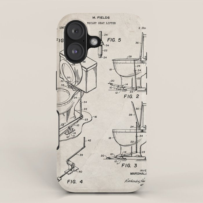 Toilet Seat Patent - Housewarming Bathroom Art - Antique iPhone Case Gallery Image 1