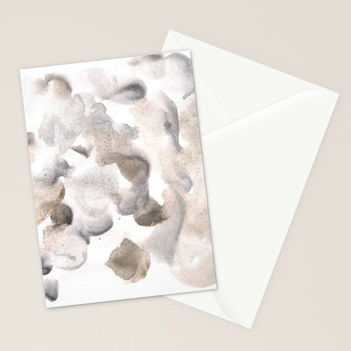 Abstract Art Grey Black Brown Abstract Watercolour 8| Watercolor Brush Strokes Stationery Card Gallery Image 2