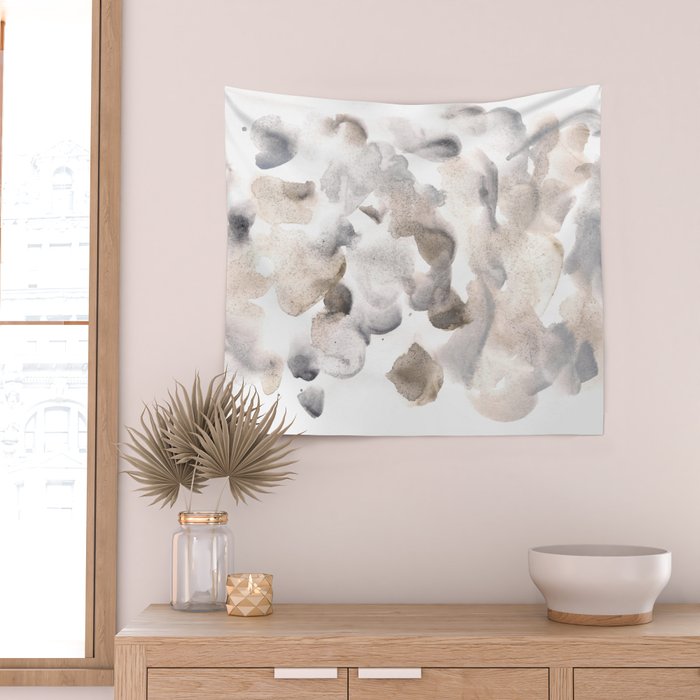 Abstract Art Grey Black Brown Abstract Watercolour 8| Watercolor Brush Strokes Wall Tapestry Gallery Image 2