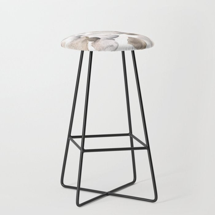 Abstract Art Grey Black Brown Abstract Watercolour 8| Watercolor Brush Strokes Stool Gallery Image 1